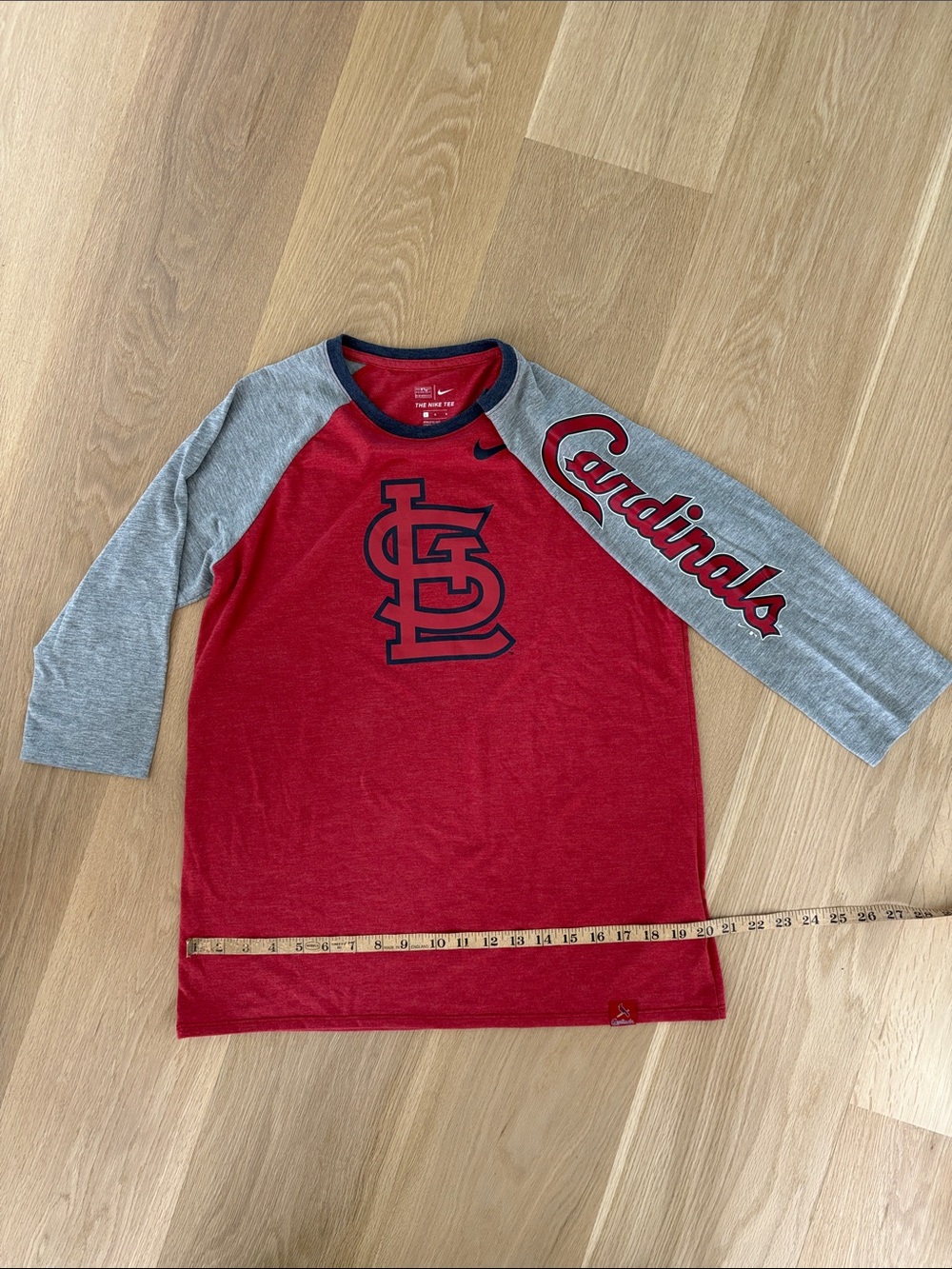Nike Red and Gray Cardinals Raglan Long Sleeve Tee